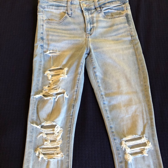NWT American Eagle Jegging Distressed Jeans Sz 4 (27w) regular low rise stretch - Picture 7 of 9